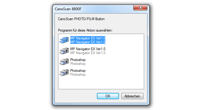 CanoScan Programmauswahl Fenster
