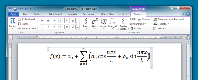 Mathematikformeln in Word Screenshot